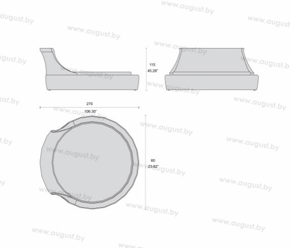 Круглая кровать с мягким изголовьем ARL-0003 "August Coliseo"