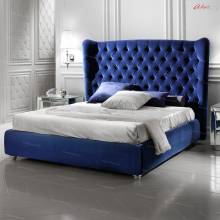 Кровать с мягким изголовьем AL-0182 "August Mystery Plain" Blue