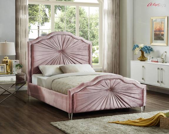 Кровать с мягким изголовьем AL-0096 "August Pretoria" pink