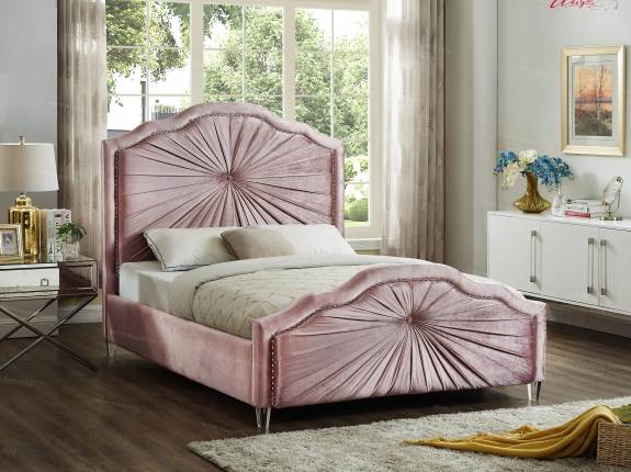 Кровать с мягким изголовьем AL-0096 "August Pretoria" pink