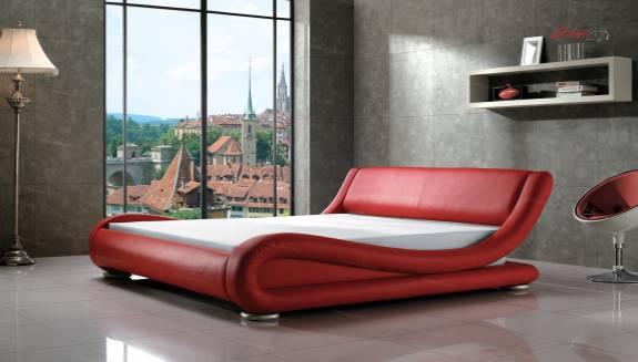 Кровать с мягким изголовьем AL-0053 "August Ferrari" red