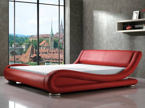 Кровать с мягким изголовьем AL-0053 "August Ferrari" red