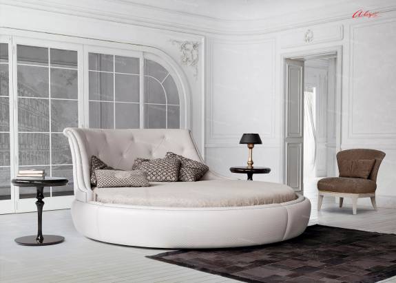 Круглая кровать с мягким изголовьем ARL-0003 "August Coliseo"