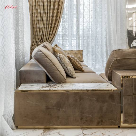 Дизайнерский угловой диван ASA-0300 "August Infinity" в стиле Gold Luxury
