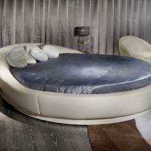 Круглая дизайнерская кровать ARL-0011 "August Space X" с мягким изголовьем.