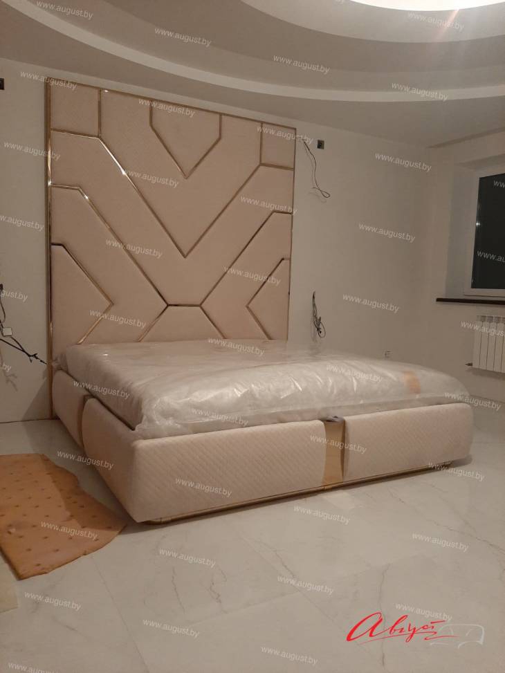 Кровать с мягкими стеновыми панелями ASW-0010 "August Babylon LUX"