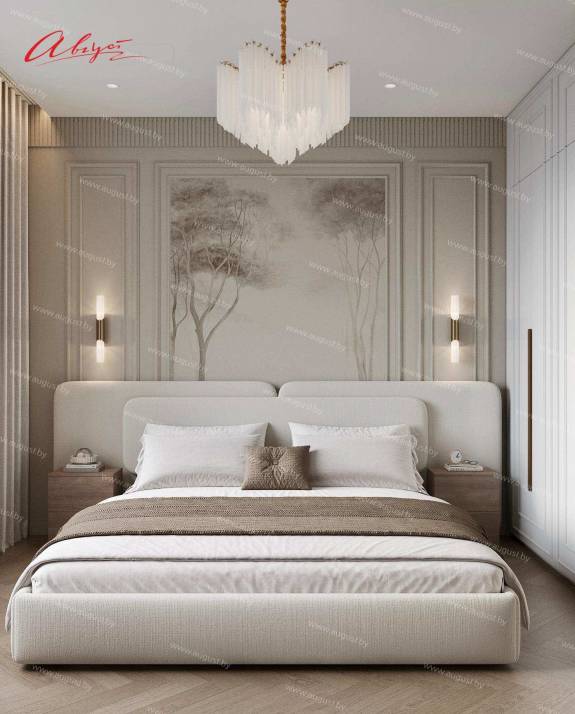 Дизайнерская кровать с мягким изголовьем "August Abbraccio"
